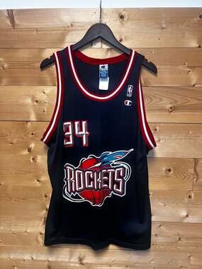 Vintage Houston Rockets Hakeem Olajuwon #34 Basketball NBA Champion Jersey Siz44